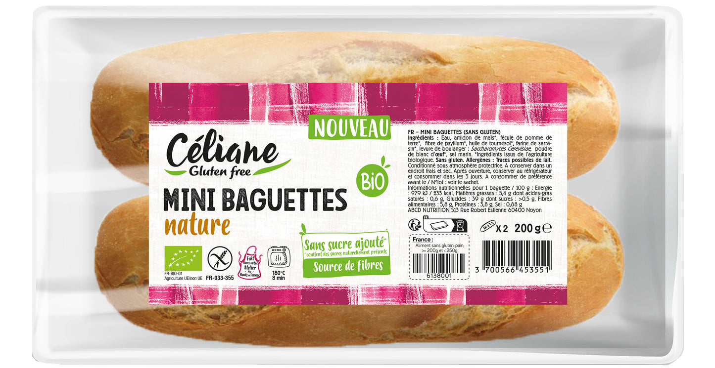 Mini baguettes nature | Sans gluten -Céliane