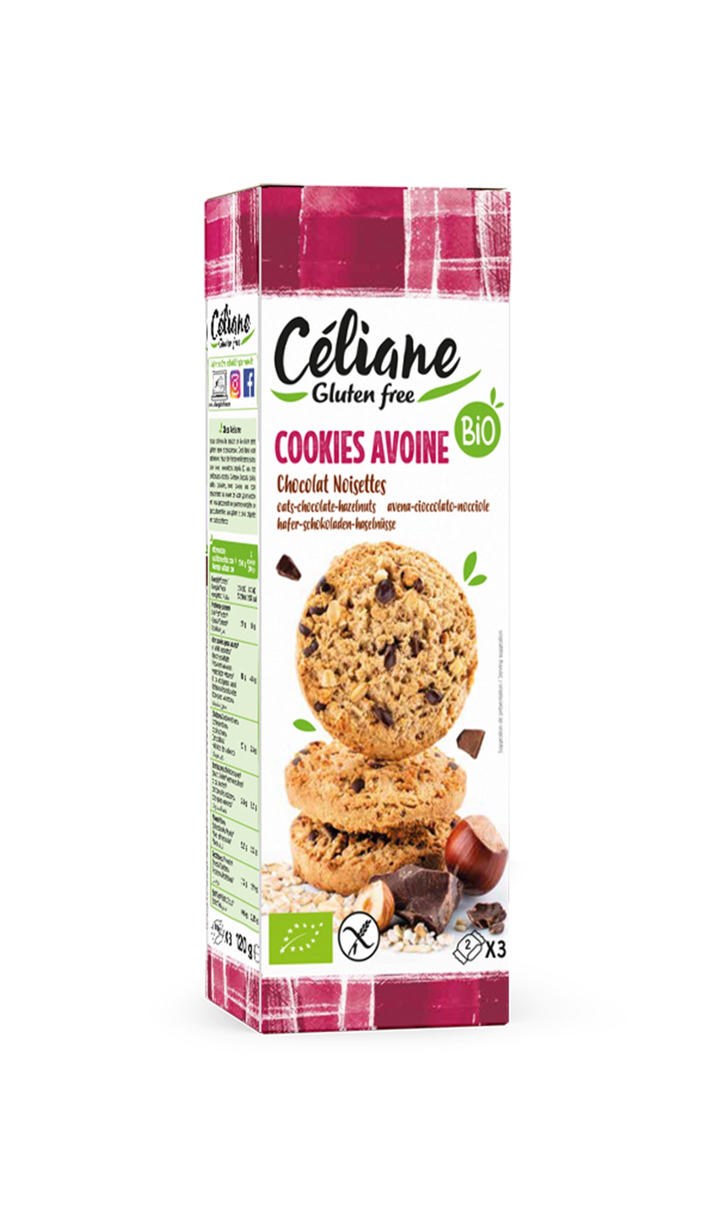 Cookies avoine chocolat noisettes | Sans gluten - Celiane