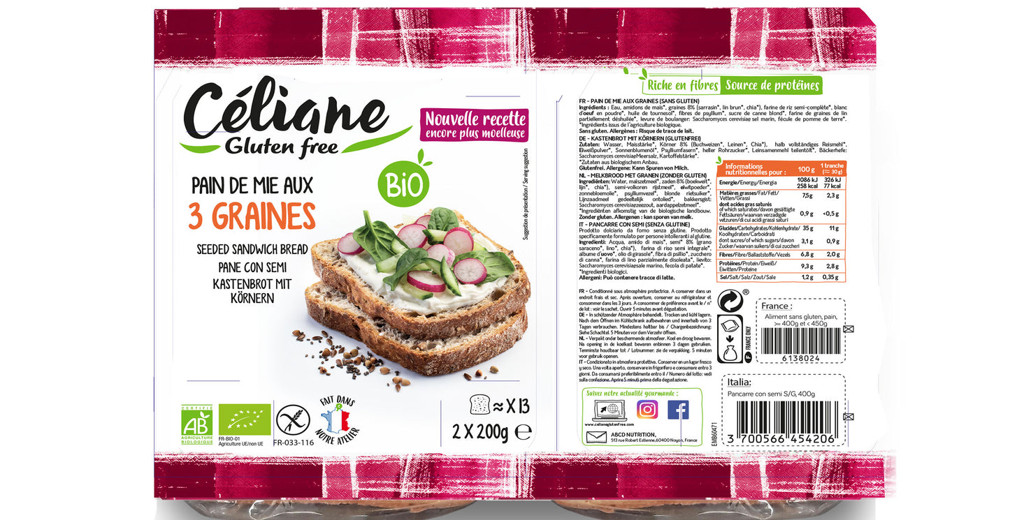 Pain de mie aux graines | Sans gluten -Céliane